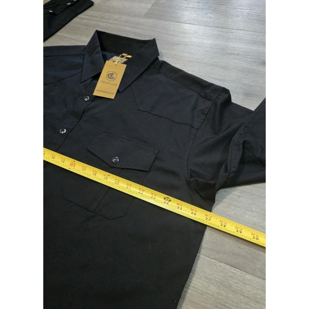Coevals Club Pearl Snap Shirt Men 2XL Black L/S Roll Tab Sleeve Western NWT